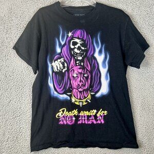 Grim Reaper Shirt Size‎ M "Death Waits For No Man" Graphic Print T-Shirt Pitbull